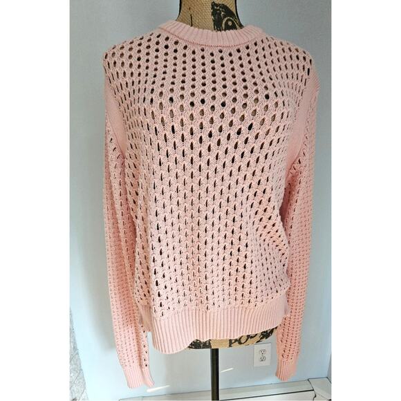 Varley Anthropologie Hains Open  Knit Sweater, Rose Pink, Sz M NEW, Retail $103+ - Picture 9 of 12